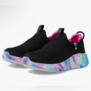 NIB Skechers Big Girls Ultra Flex 3.0 Blissful Bay Black Slip-On Sneakers Size 5